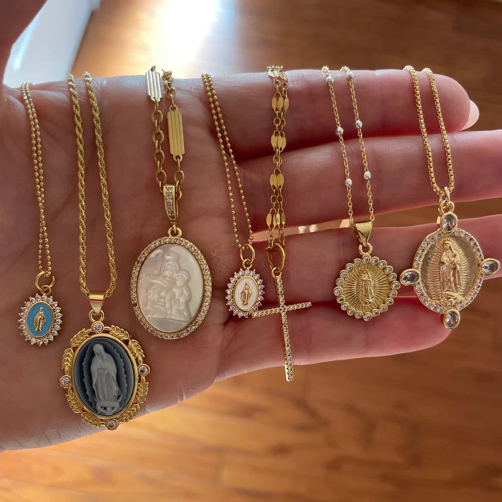 French Blue Cameo Mary Necklace NECKLACES JOY DRAVECKY