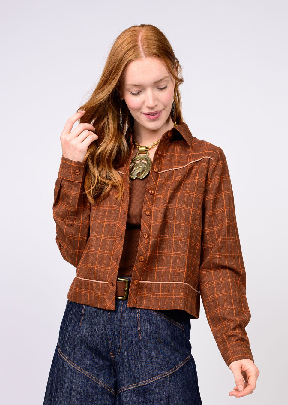 Cowboy Plaid Jacket - Chestnut CARDYORJKT Ivy Jane