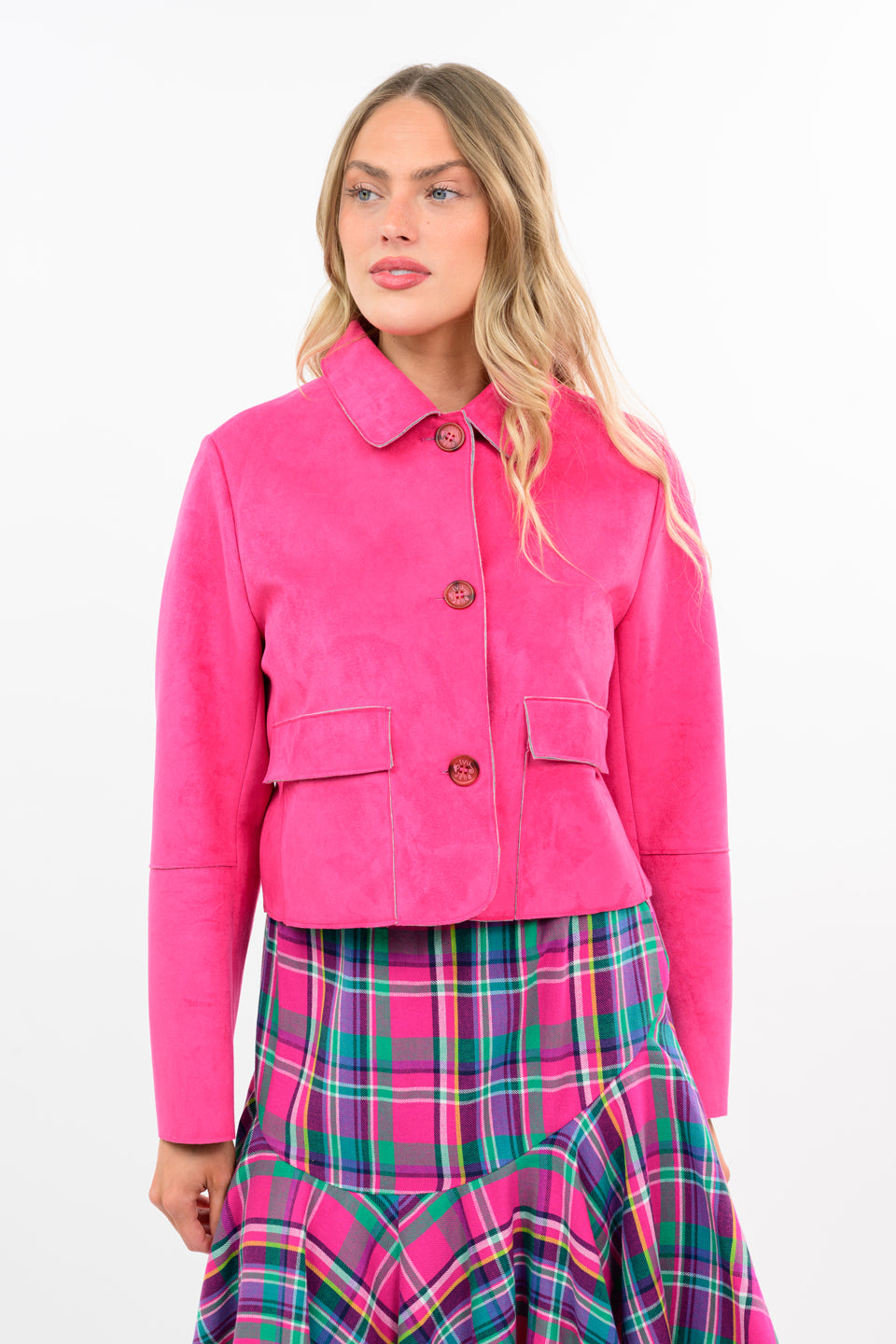 Suede Patch Pocket Jacket - Hot Pink CARDYORJKT Ivy Jane