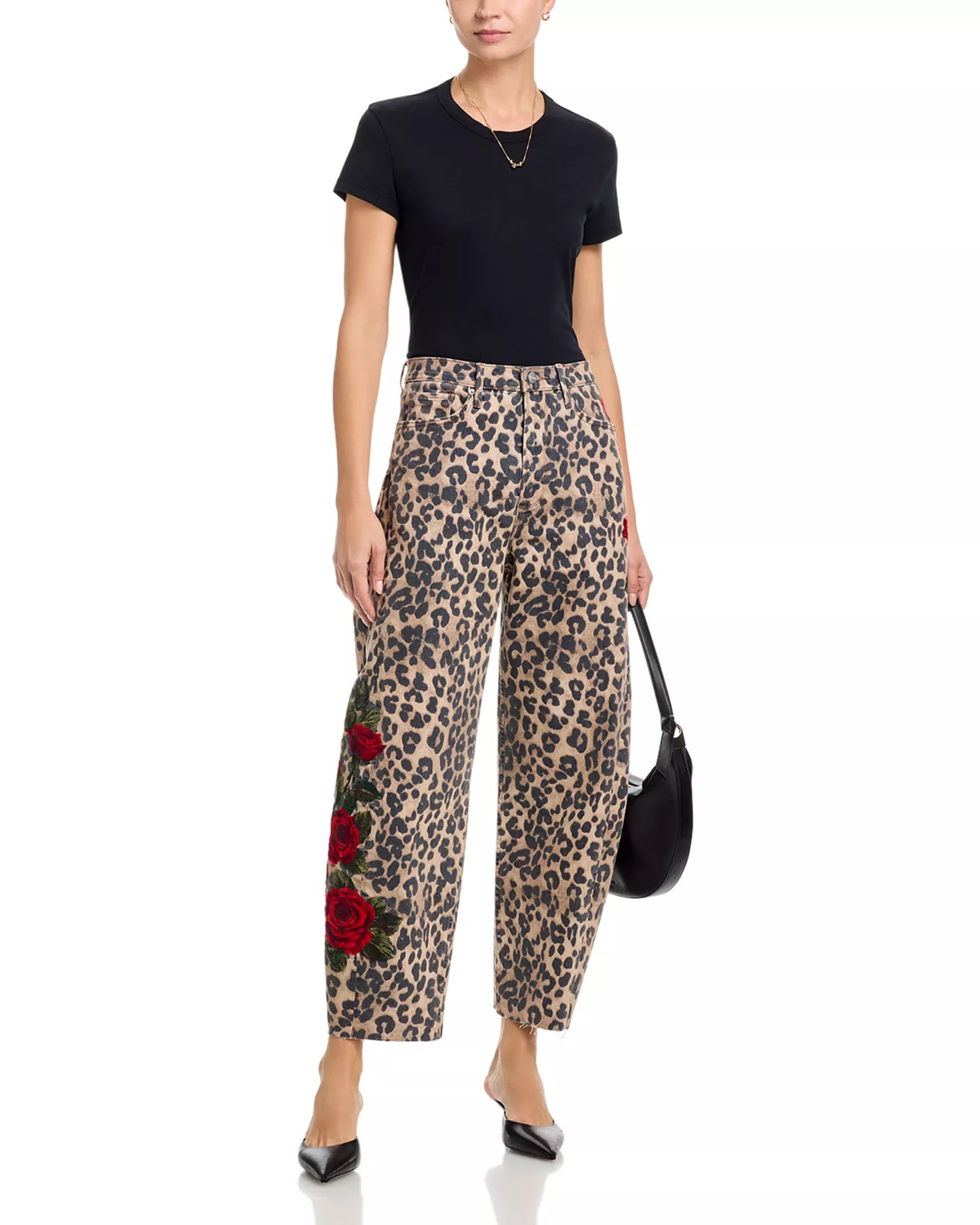 Leopard Roses Barrel Jeans PANTS Driftwood