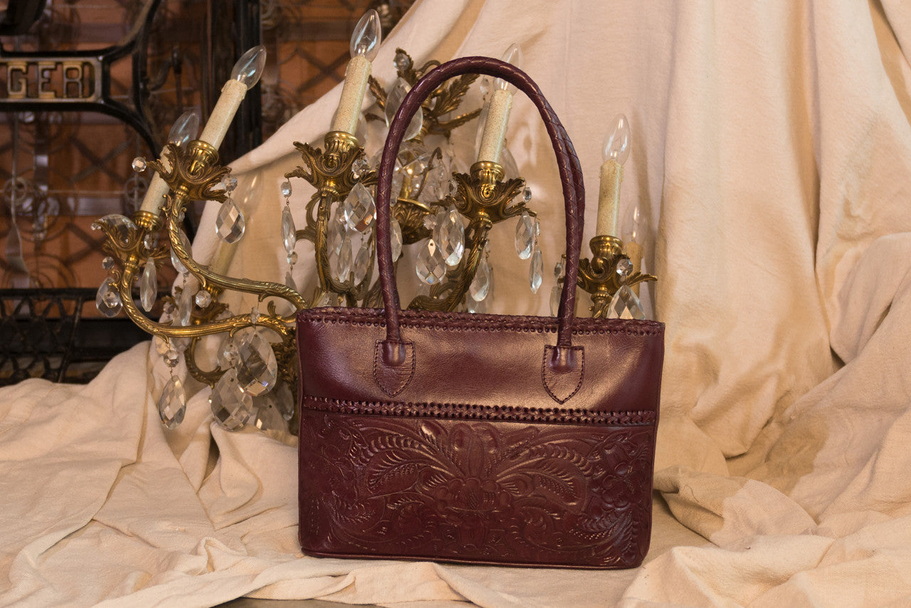 Antonia Hand-Tooled Leather Purse Purse Hide and Chic Wine  