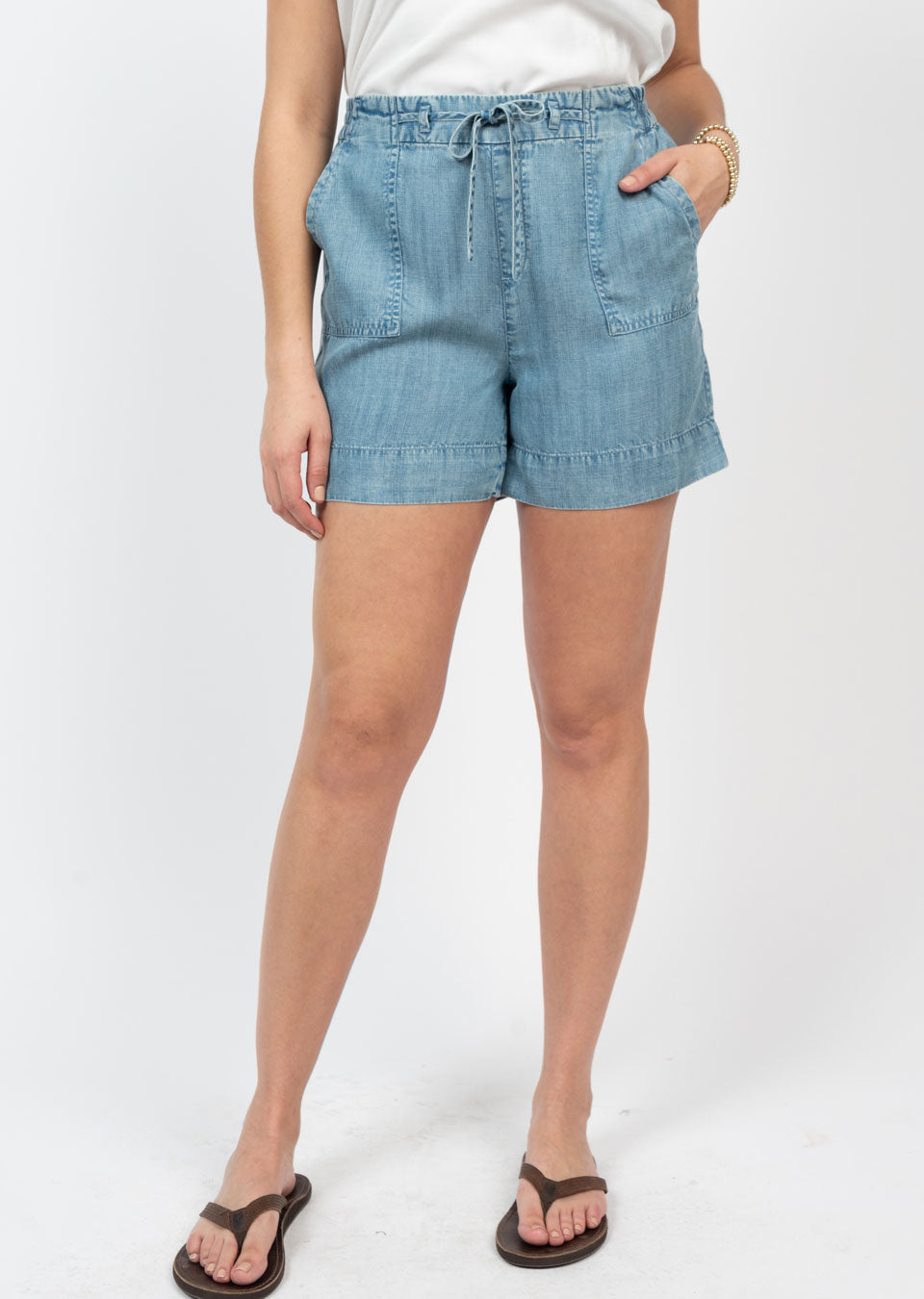 Denim Tencel Drawstring Up Shorts shorts Ivy Jane