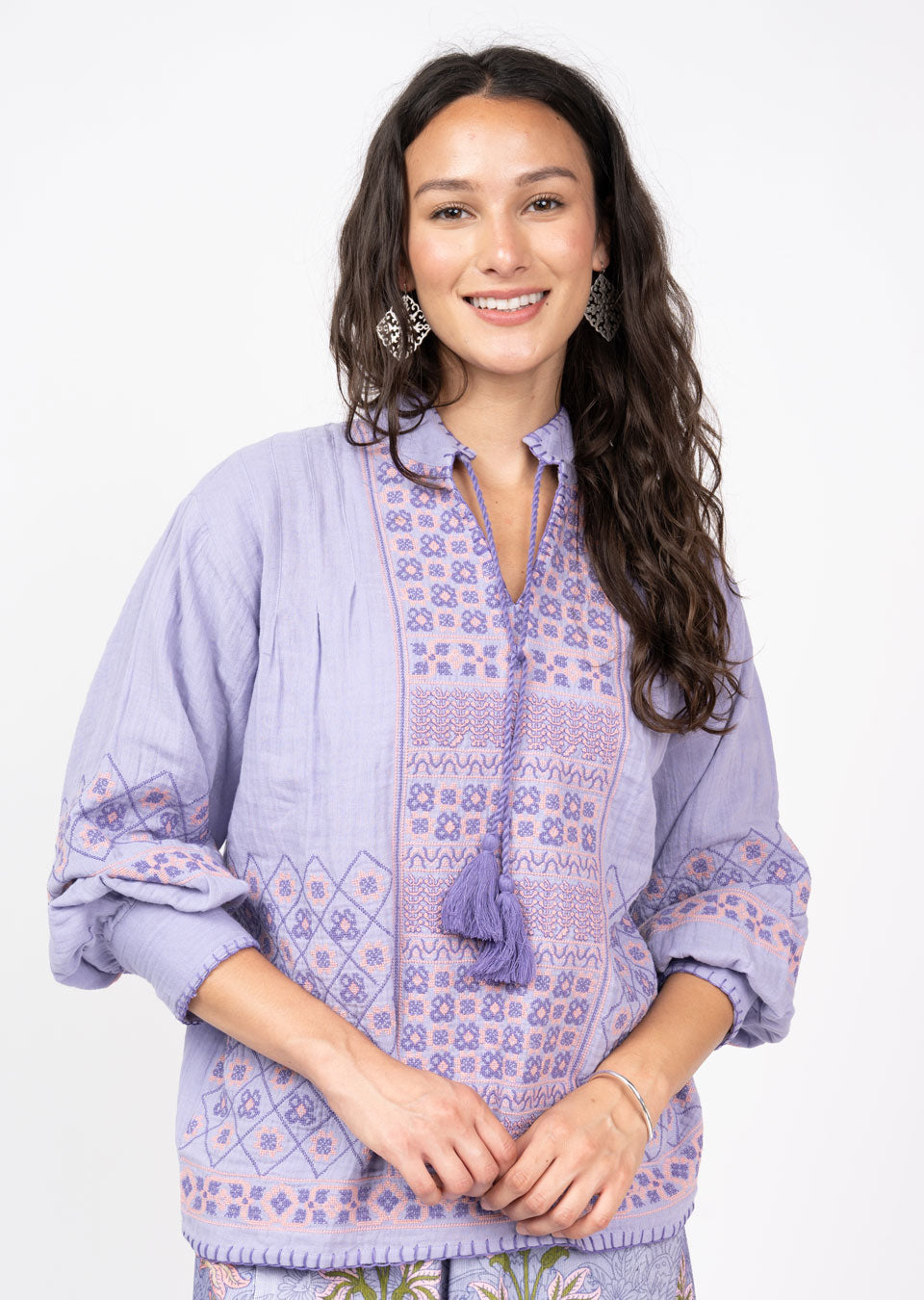 Gauze Cross Stitch Top - Periwinkle TOP Ivy Jane