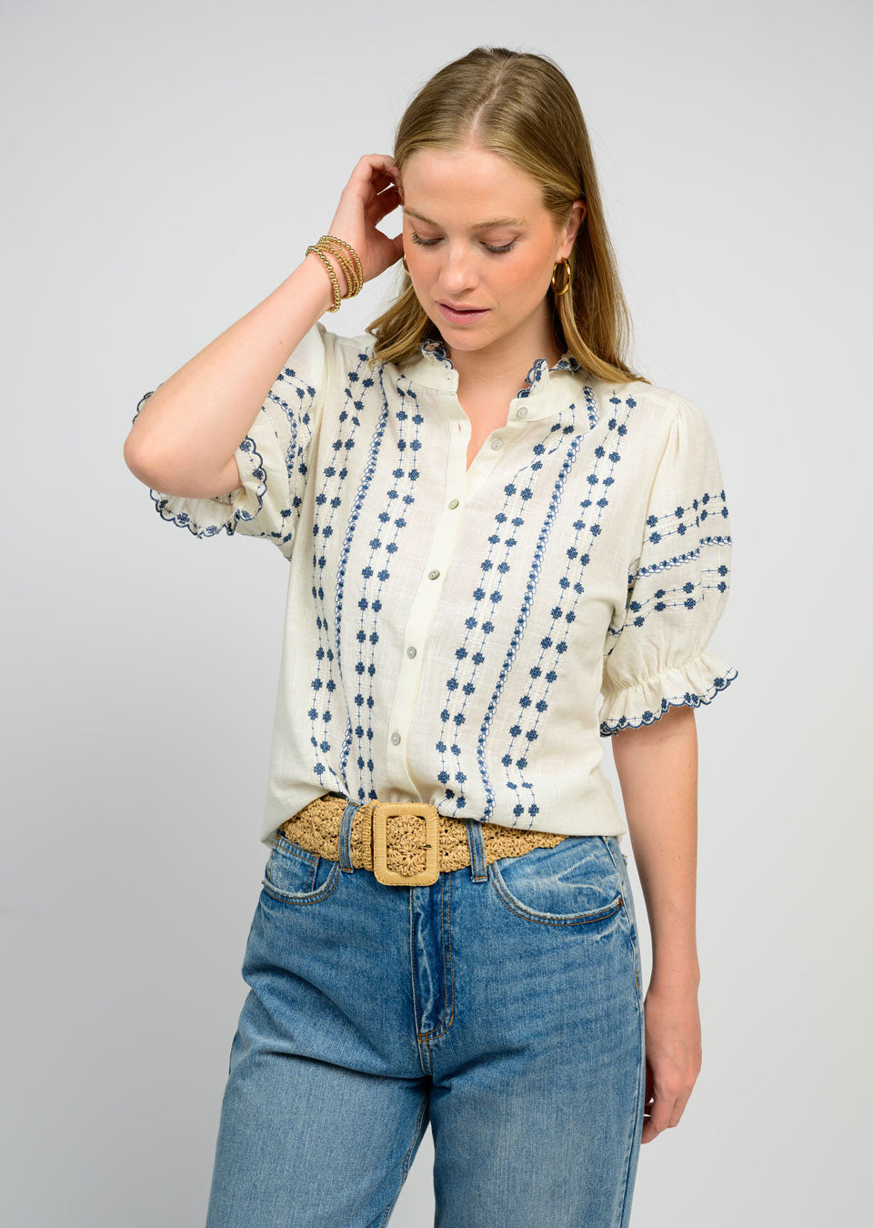 Rows of Embroidery Top TOP Ivy Jane