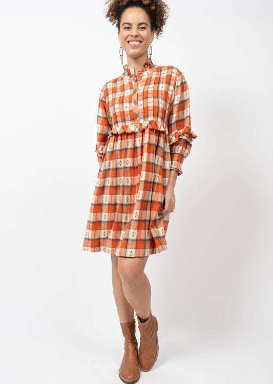 Go Easy Plaid Dress - Rust Orange Dresses Ivy Jane   