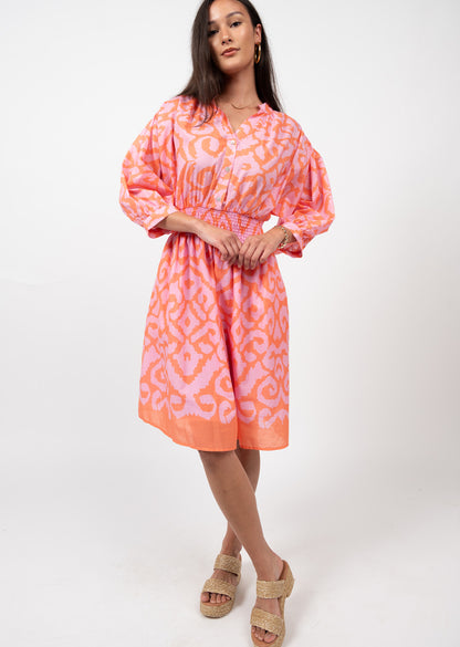 Ikat Blouson Coral Dress Mini Dresses Ivy Jane   