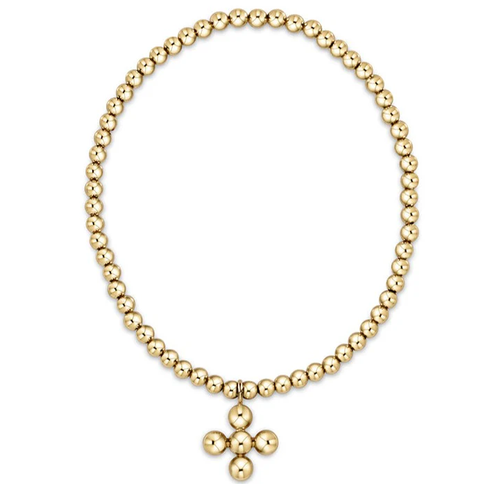Classic Gold 3mm Bead Bracelet - Classic 4mm Bead Gold Cross Charm Bracelets Enewton Default Title