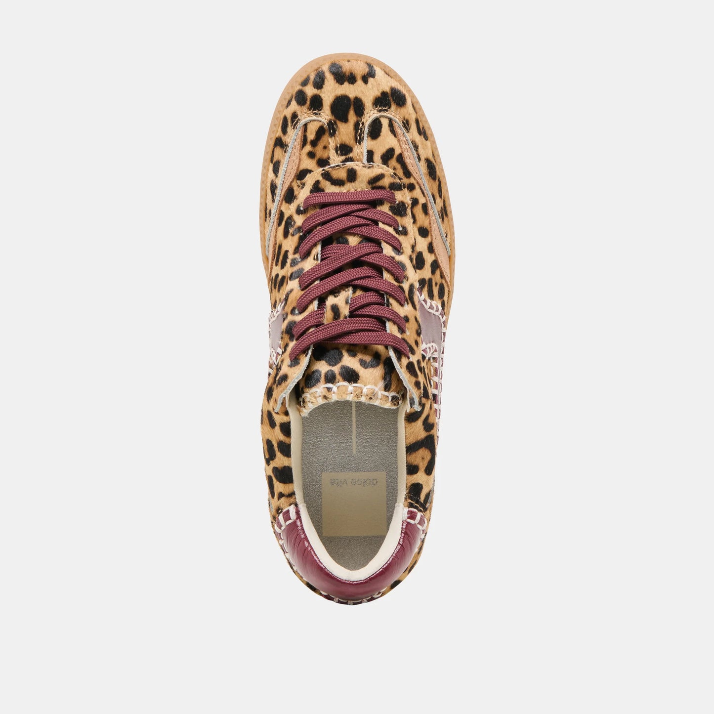 Notice Stitch Sneakers - Burgundy Leopard Calf Hair Sneakers Dolce Vita