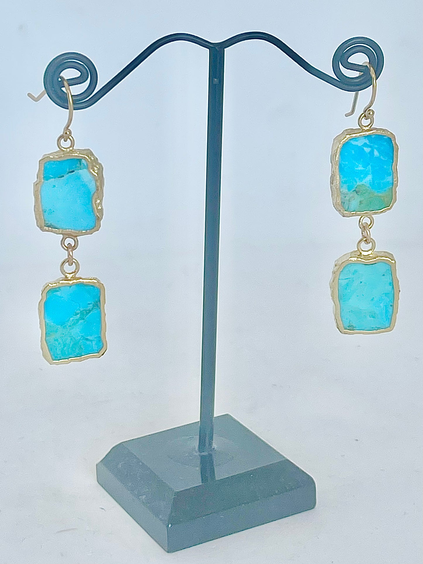 Blue Turquoise Gold Earrings Trends & Traditions Boutique