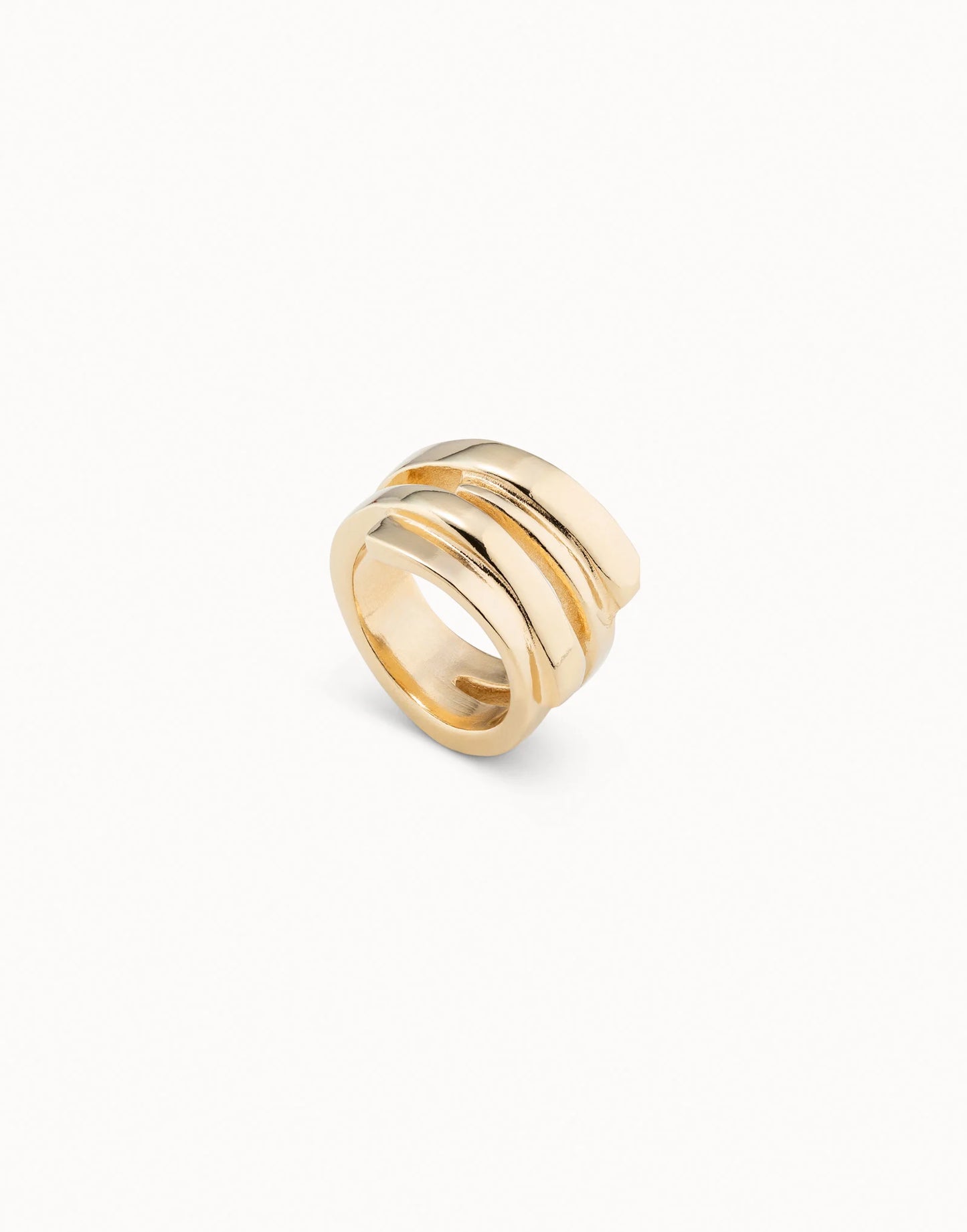 18K Gold-Plated Irregular Slits Ring - M Rings Uno de 50