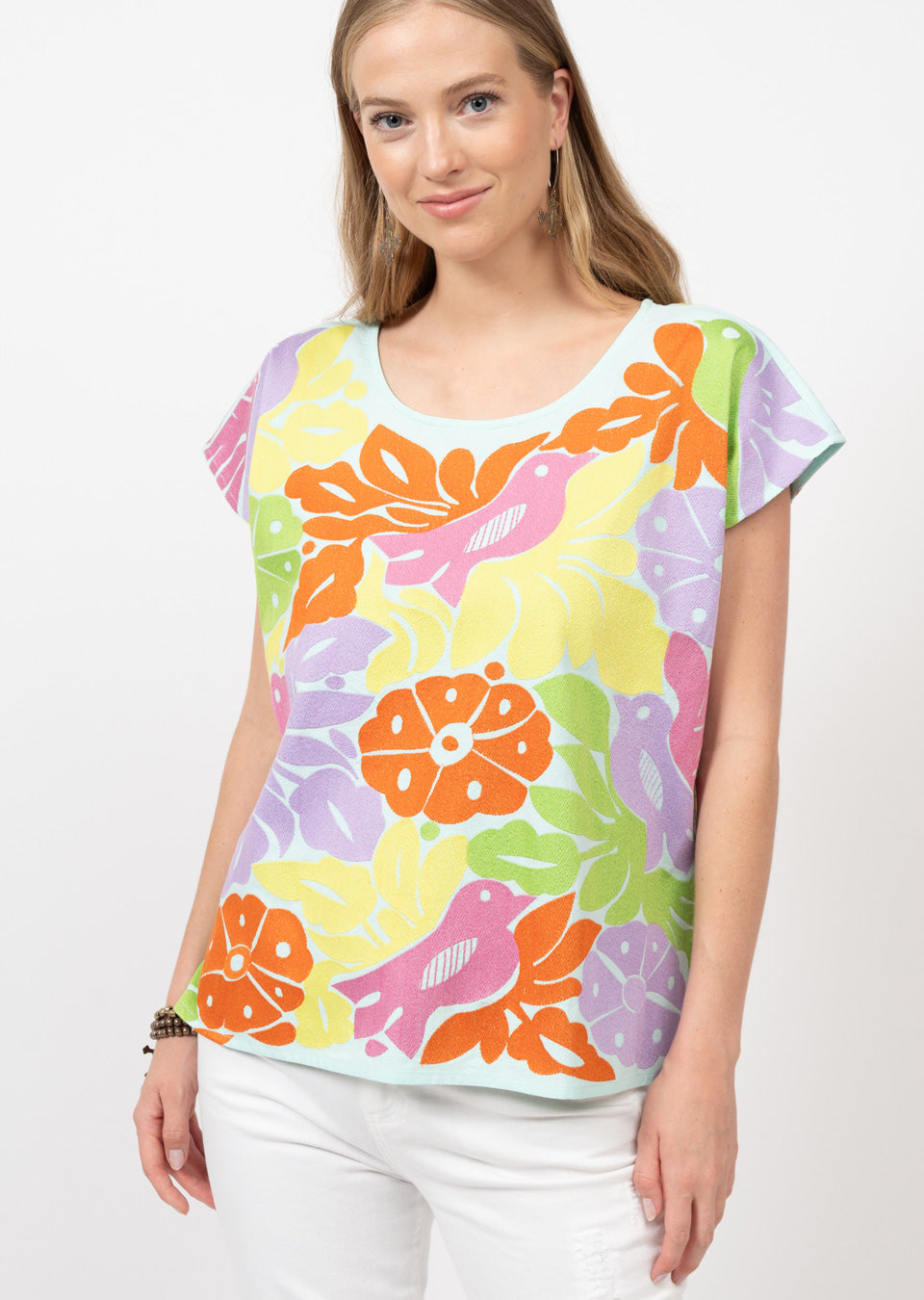 Alma Colorful Floral Top - Turquoise Blouse Ivy Jane   