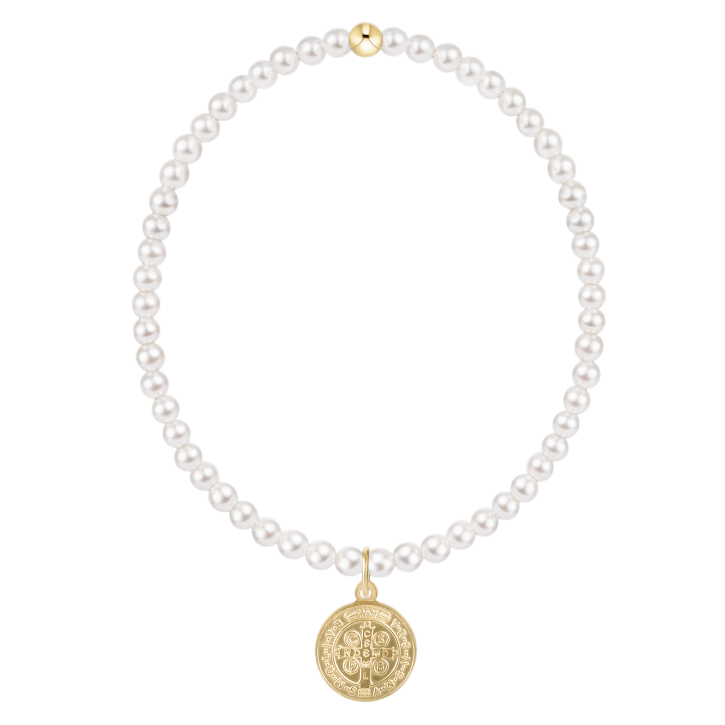 Classic Pearl 3mm Bracelet - Blessing Gold Disc BRACELETS ENEWTON