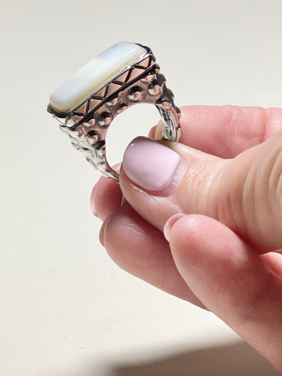 Bubble Shank Mother of Pearl Bar Ring Rings Dian Malouf