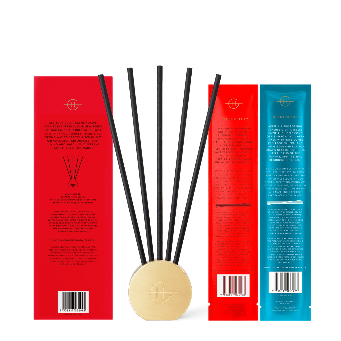 Christmas Scent Scene Duo - Night Before Christmas & Midnight In Milan Reed Diffusers Glasshouse Fragrances