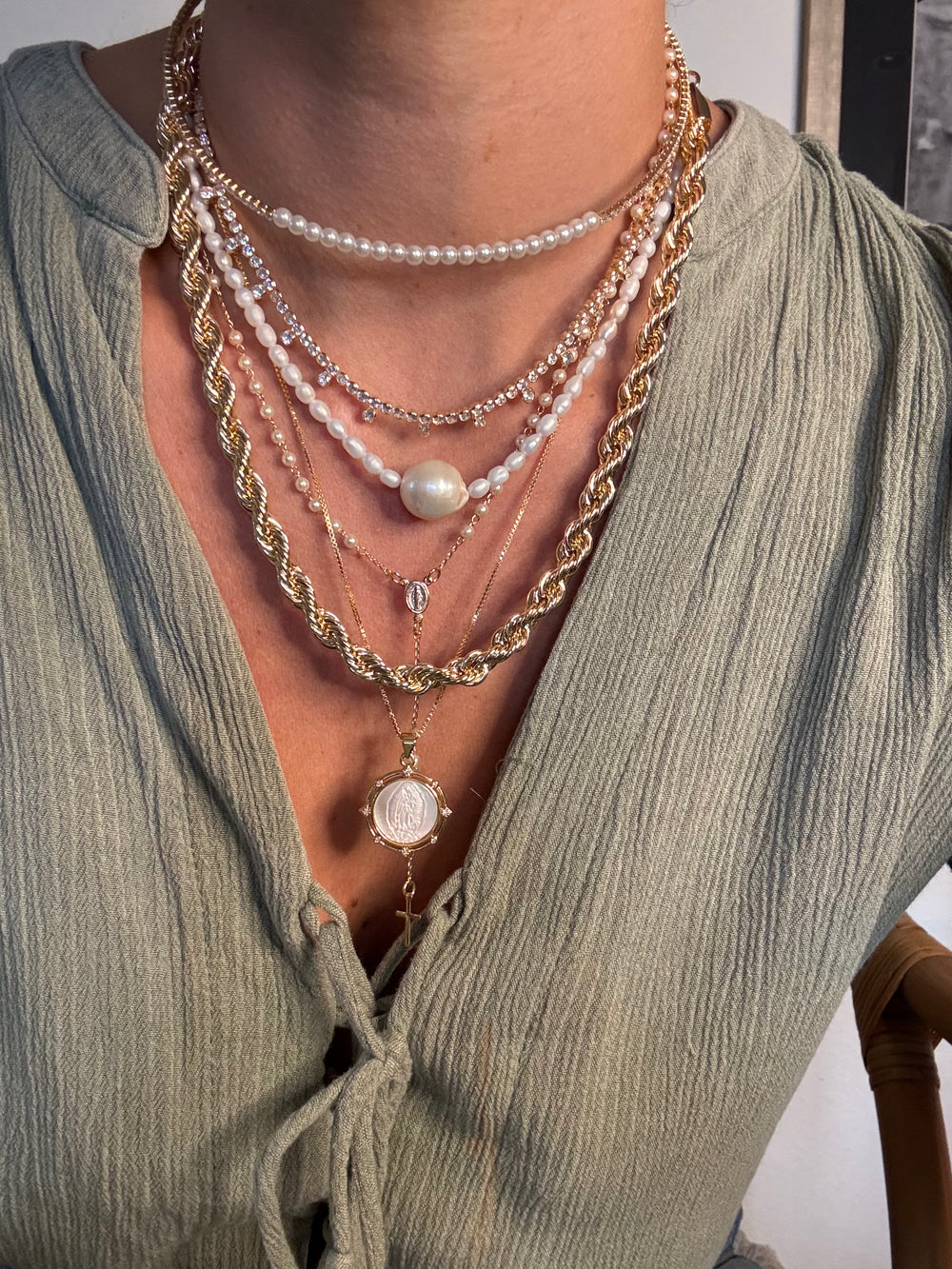 Pearl Rosary with Virgin Mary NECKLACES JOY DRAVECKY