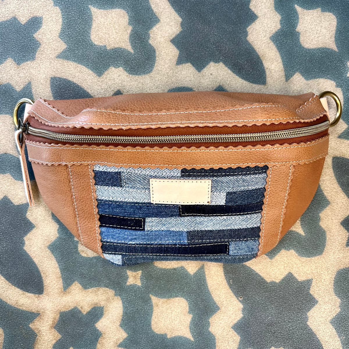 Blue Collar Small Fanny - Camel/Denim Stripe