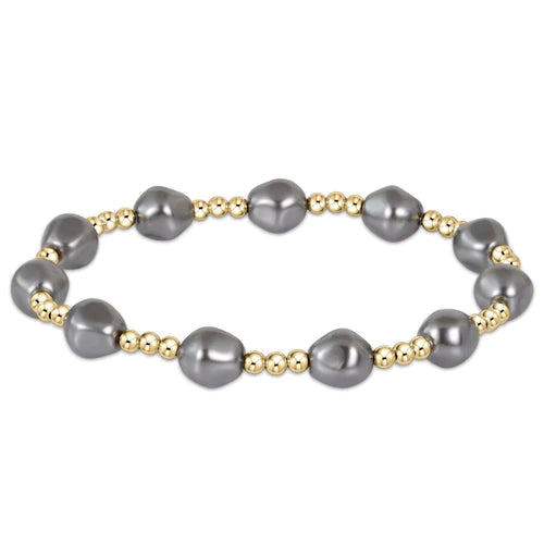 Admire Gold 3MM Bead Bracelet - Pearl Dark Grey Bracelets Enewton