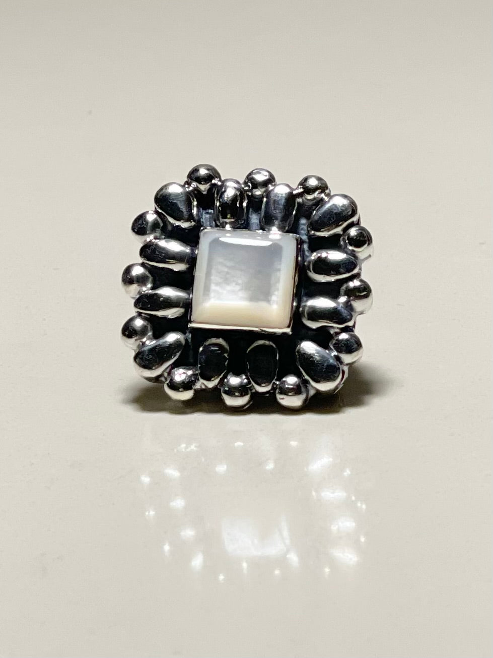 Squared Mother of Pearl Flower Top Rings Dian Malouf