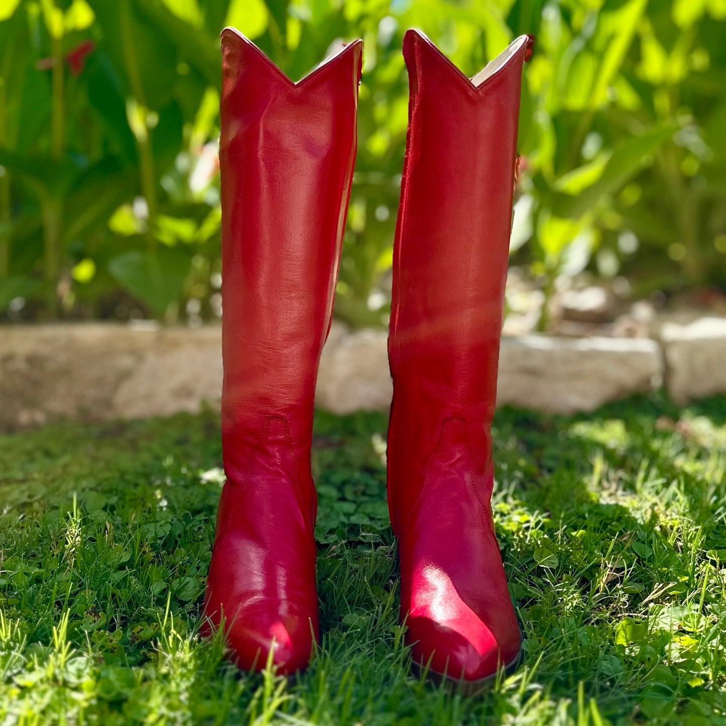 Classic Calf Skin Tall Boots - Red