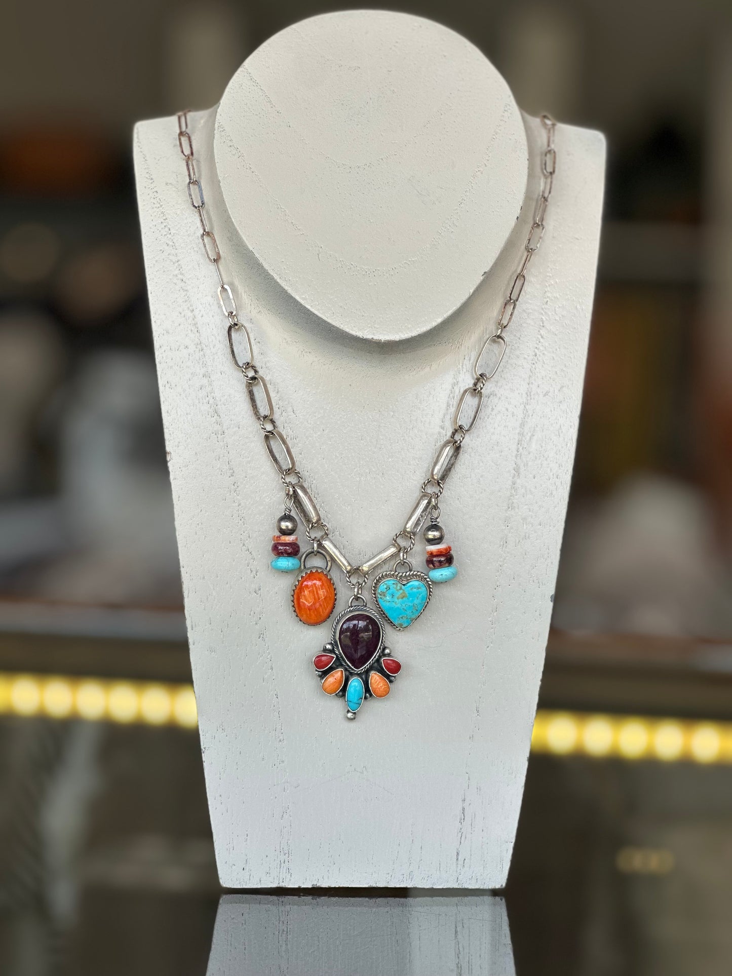 Turquoise and Spiny Charm Necklace Creation #3