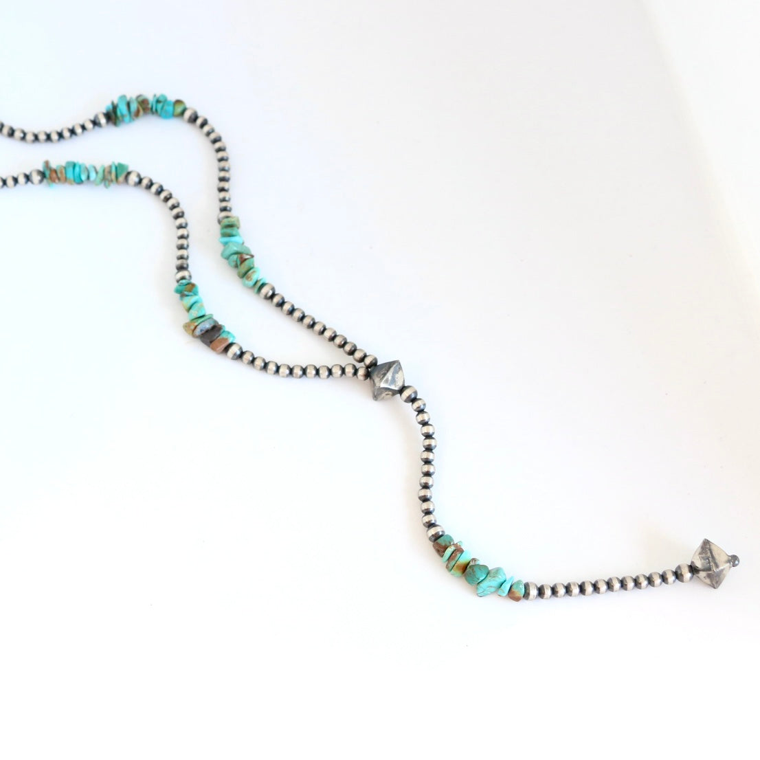 Lariat Navajo Pearl with Turquoise Necklace Necklaces Silver Pearl Ranch   