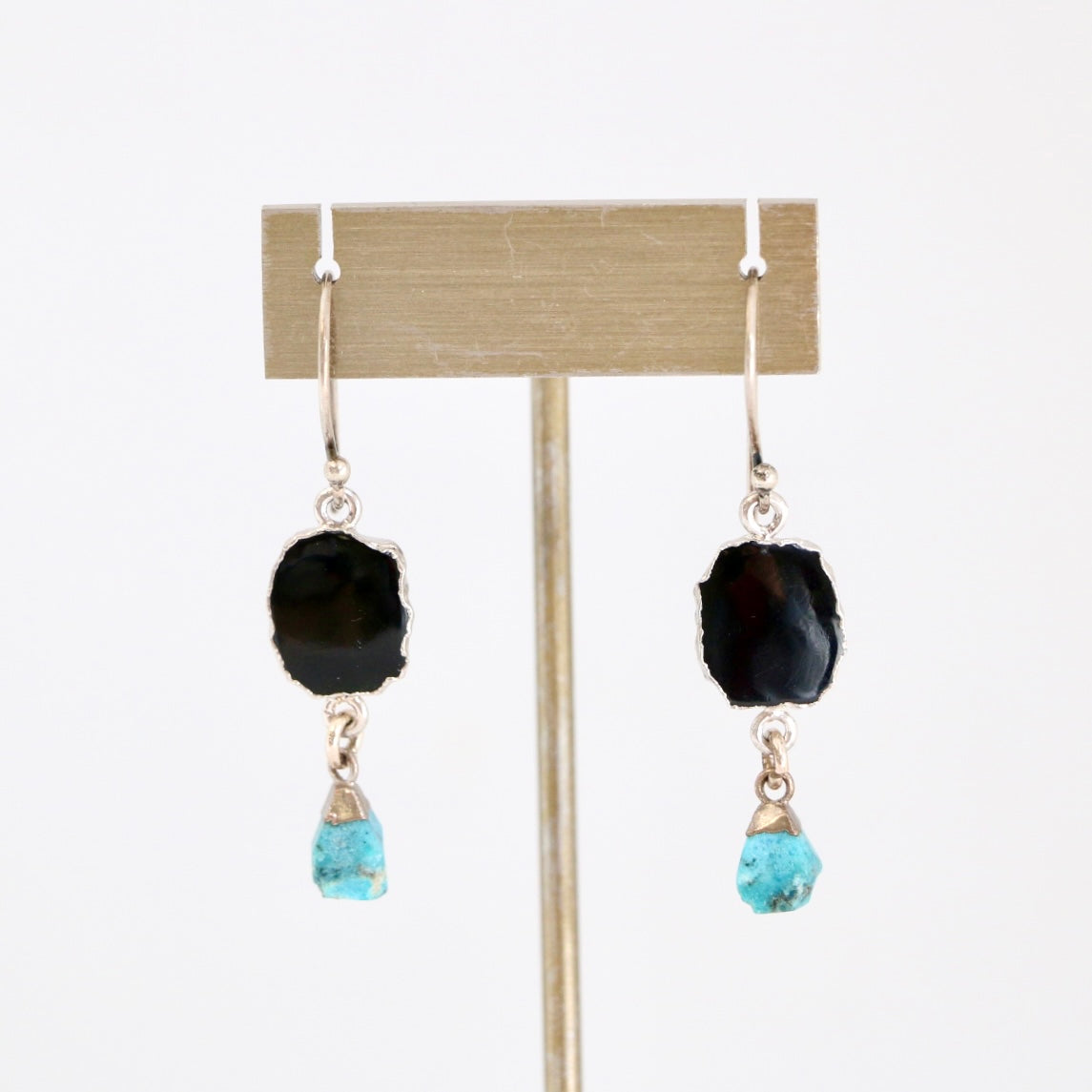 Black Onyx and Turquoise Silver Earrings Earrings Sweet Revenge Jewelry