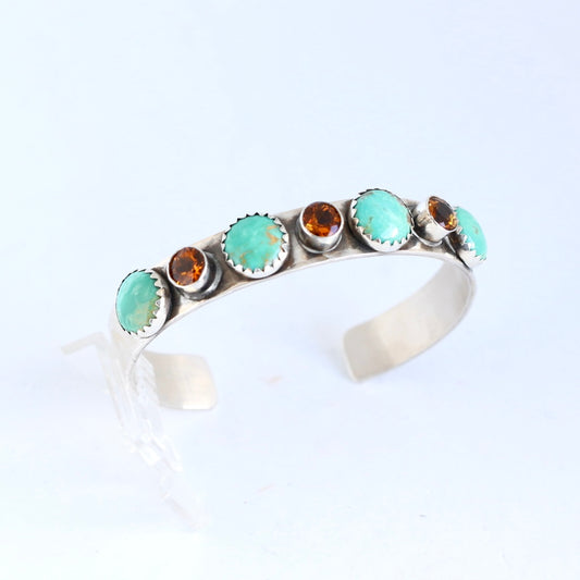 10MM Sterling Cuff with Turquoise and Citrine Cuffs Richard Schmidt   
