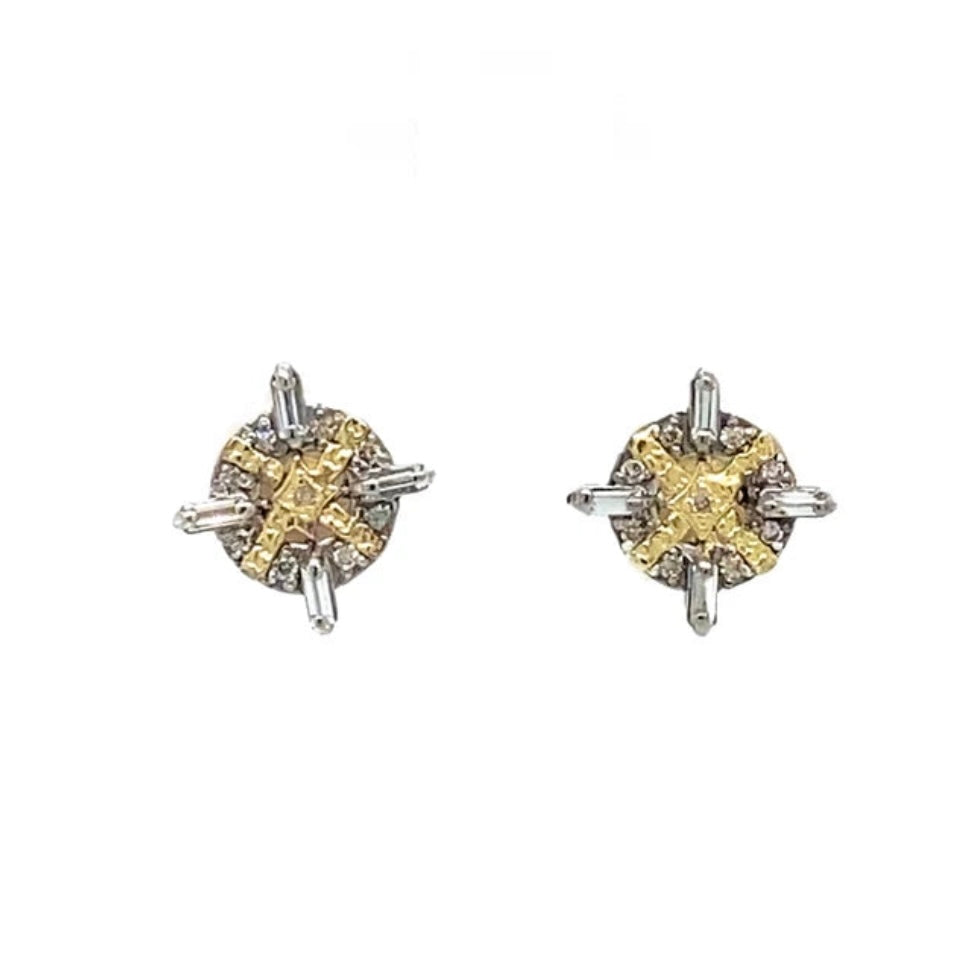 Baguette White Sapphires & Diamonds Stud Earrings Earrings Armenta