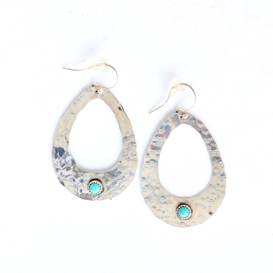 Large Open Oval with Turquoise Earrings Earrings Richard Schmidt