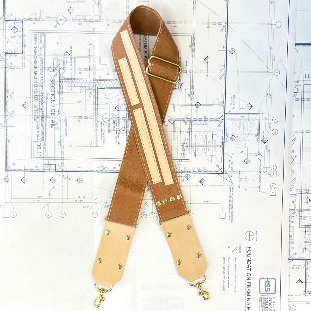 Blue Collar Leather Straps - Camel/Vegtan Stripe