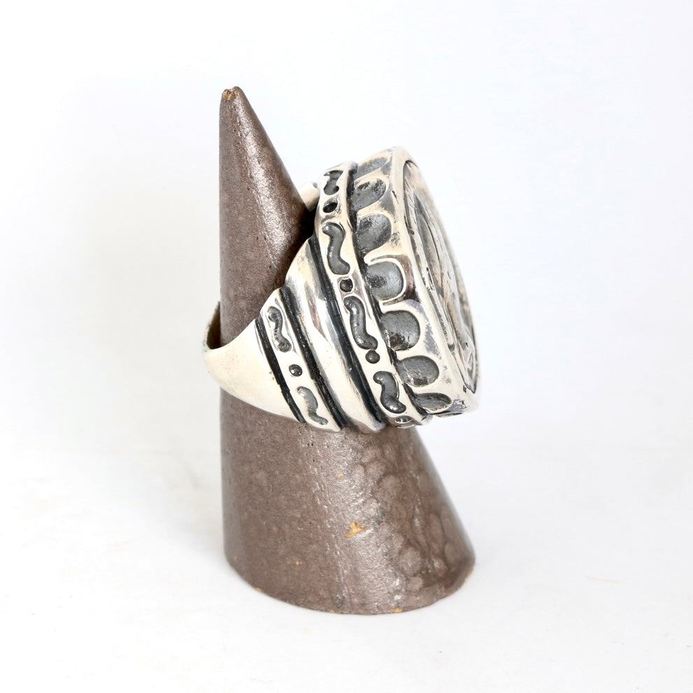 All Silver Roman Coin Coliseum Ring Rings Dian Malouf
