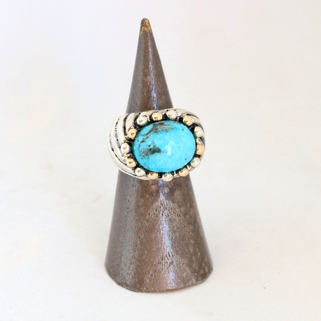Turquoise with Alternating Gold and Silver Bead Ball Ring Rings Dian Malouf