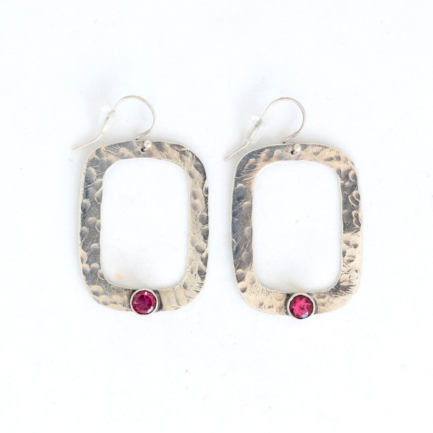 Open Rectangle with Pink Topaz Earrings Earrings Richard Schmidt