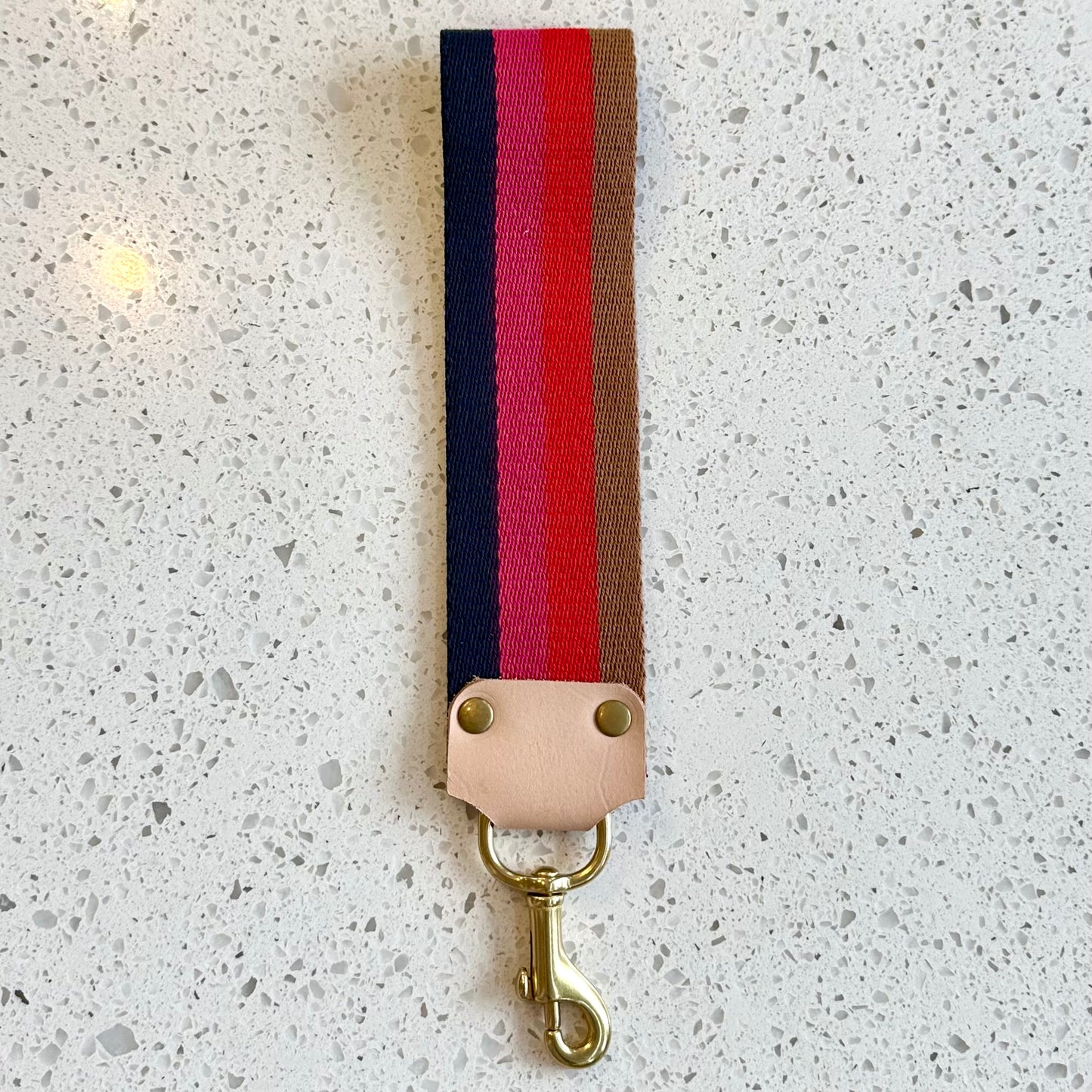 Wristlet Fancy Strap - Pink/Navy/Camel Stripes Fancy Straps Indigo Laine