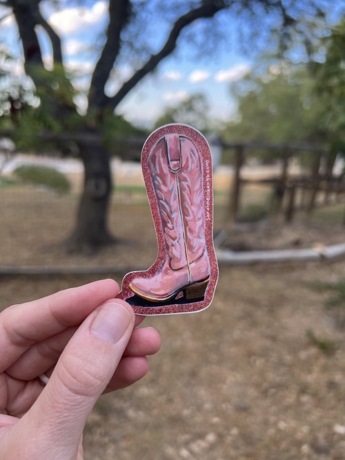 Pink Boot Sticker Sticker Sarah Heinbaugh