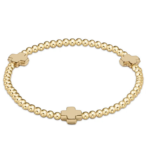 enewton Extends - Signature Cross Gold Pattern 3mm Bead Bracelet - Gold Bracelet ENEWTON