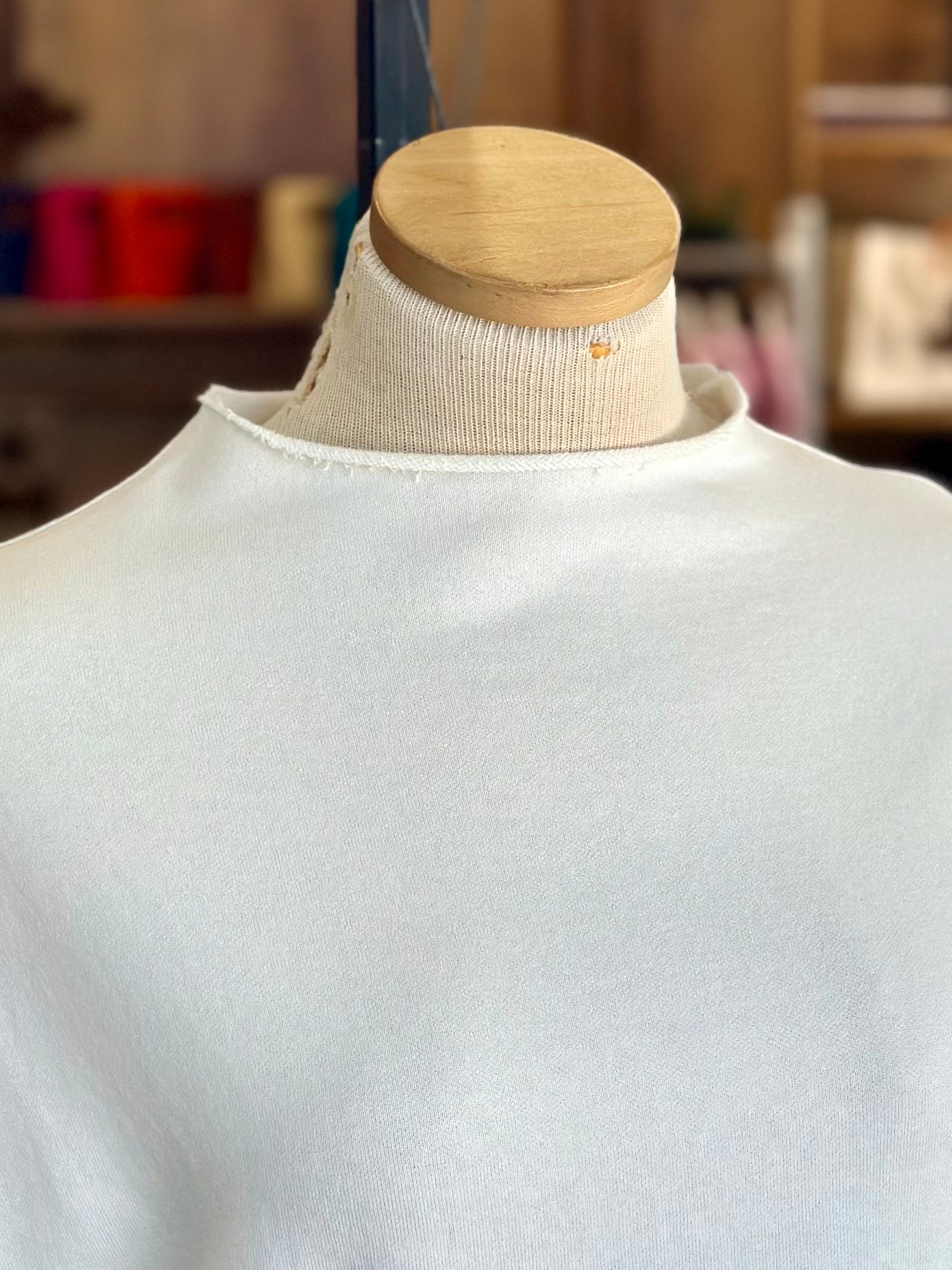 Simple Knit Funnel Neck Top - White Top Sweet Revenge Rags