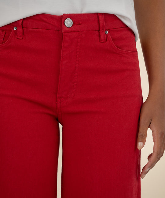 Meg High Rise Wide Leg Raw Hem Pants - Ruby Red Pants KUT