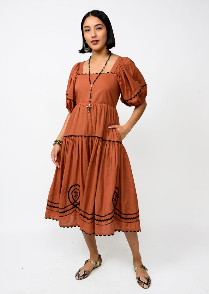 boho dress rust Aspen Boho Maternity Photoshoot Dress