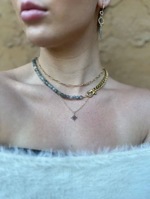 Shackle Duo Necklace - Labradorite Cubes NECKLACES Rachel Nathan