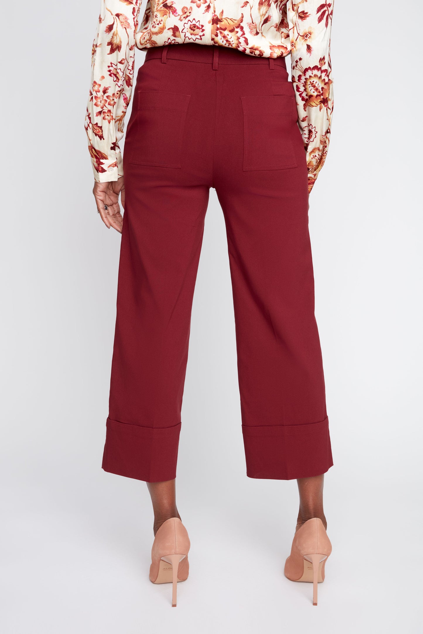 Cropped Straight Cuffed Pants - Cabernet PANTS RENUAR