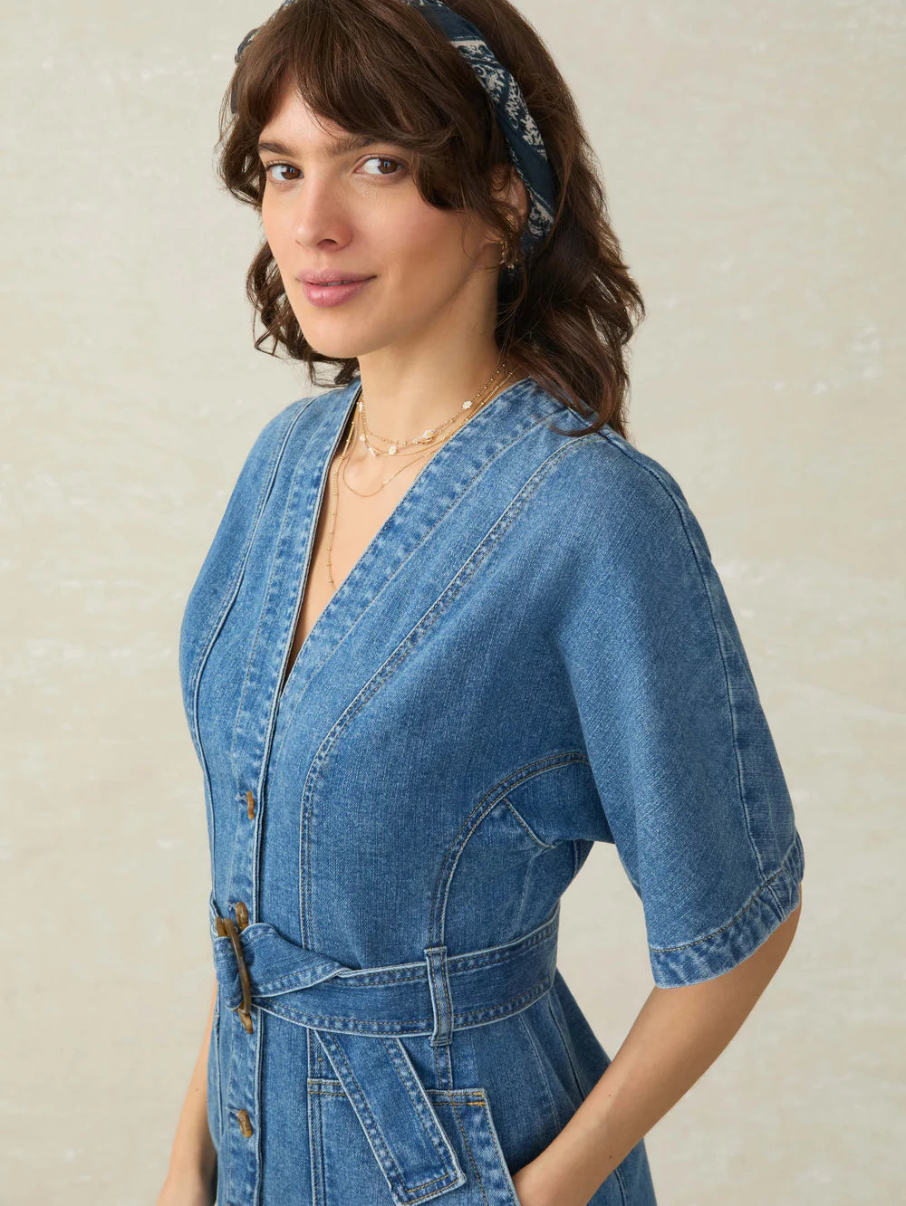 Denim Camille Mini Dress - Sedona Blue Wash DRESSES Faherty Brand