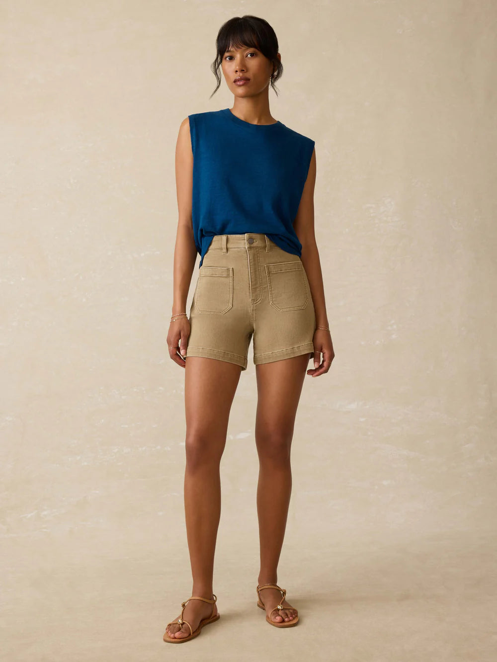 Sunwashed Slub Muscle Tank - Titan Blue TOP Faherty Brand