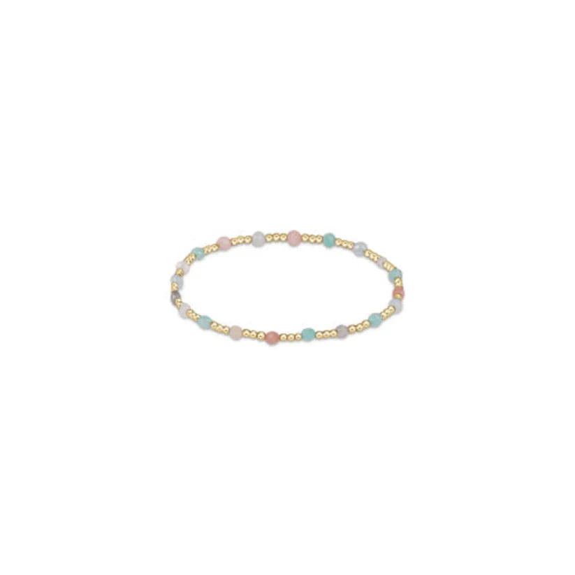 Gemstone Gold Sincerity Pattern 3mm Bead Bracelet - Hot Mess Bracelets Enewton   