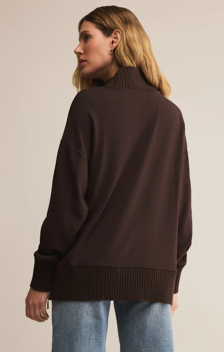 Sable Luxe Rib Mock Neck Sweatshirt - Chocolate Cherry TOP Z Supply