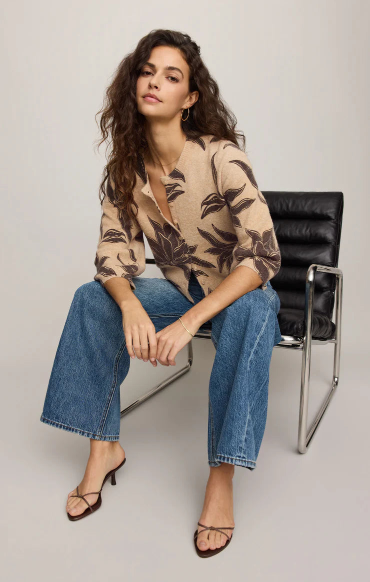Valor Floral Cardigan - Soft Ecru