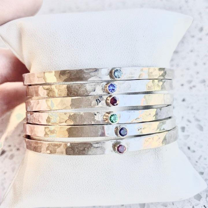 Sterling Silver Birthstone Cuff Cuffs Richard Schmidt FEB/Dark Purple Topaz