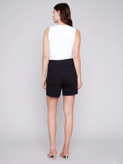 Shorts With Patch Pockets - Black shorts Charlie B   