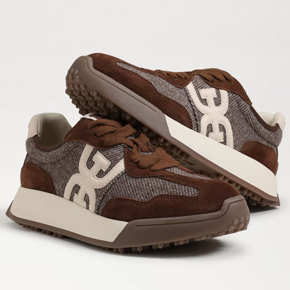 Langley Lace Up Sneakers - Brown Houndstooth Suede SHOES Sam Edelman