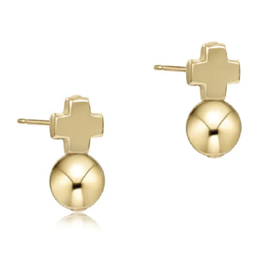 Signature Cross Gold Stud - Gold Earrings Enewton